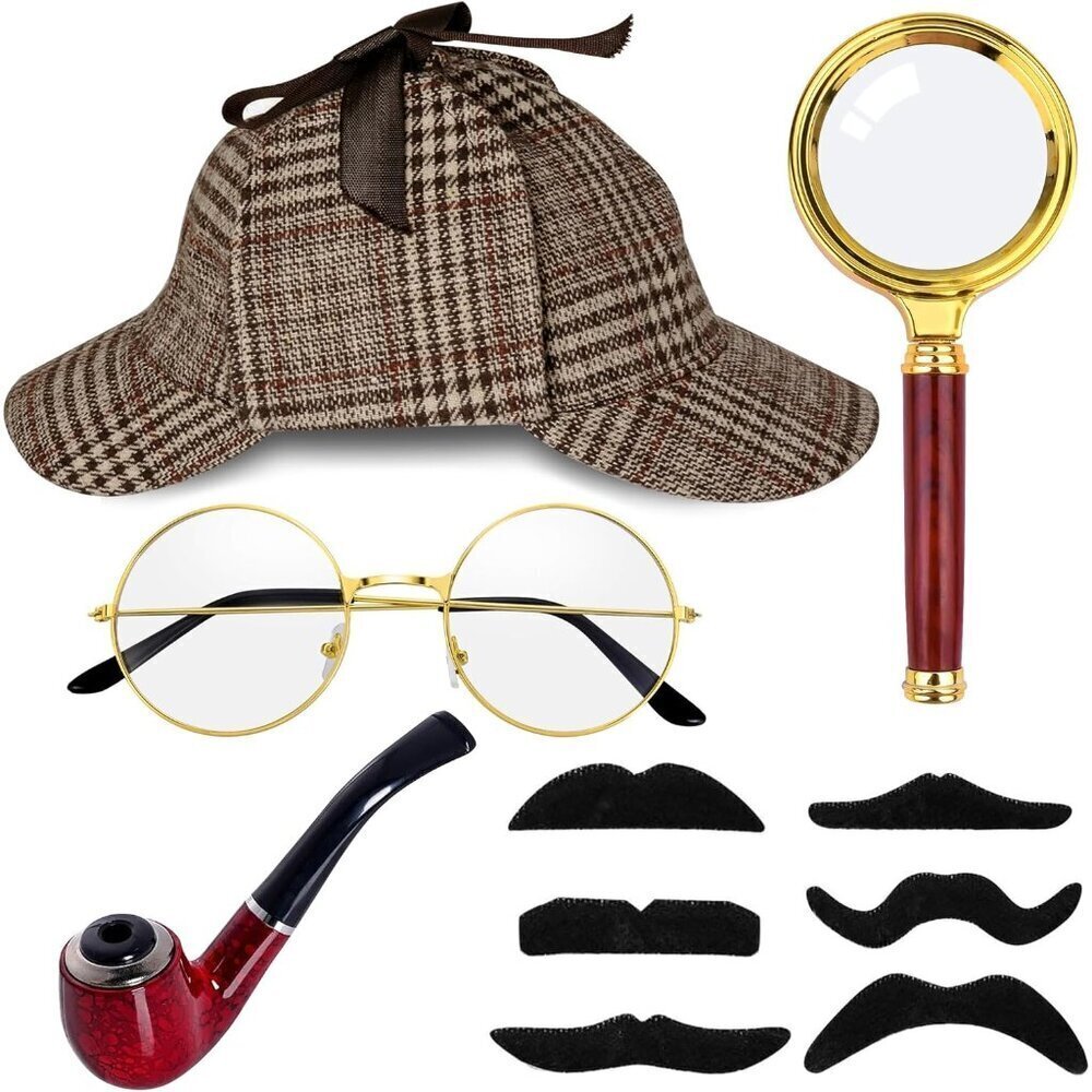 Detective Costume Accessories Set for Adults 10 Piece Accessories for Dress Up